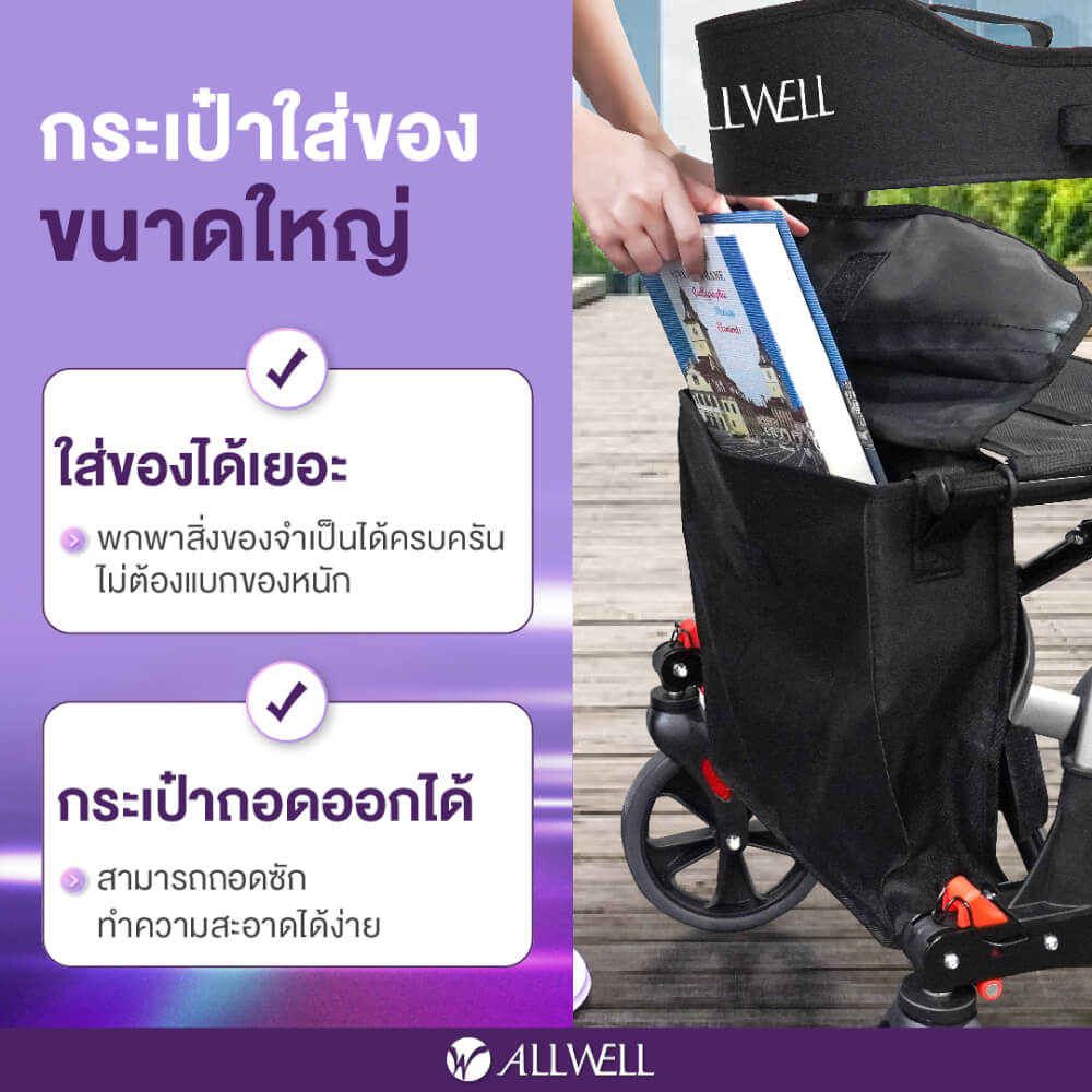 รถเข็นช่วยเดิน ALLWELL WALK A (สีเงิน)